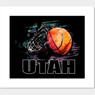 Retro Pattern Utah Basketball Classic Style Posters and Art